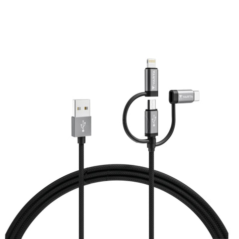 Varta 3in1 USB įkrovimo ir duomenų laidas Lightning/Type-C, 2 m