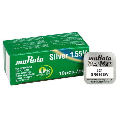 Murata 321 SR616SW laikrodžių baterijos 1,55V, 10 vnt. rinkinys