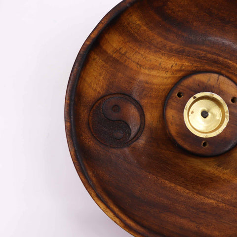 Medinis smilkalų laikiklis Yin ir Yang – lazdelėms ir kūgiams, meditacijai