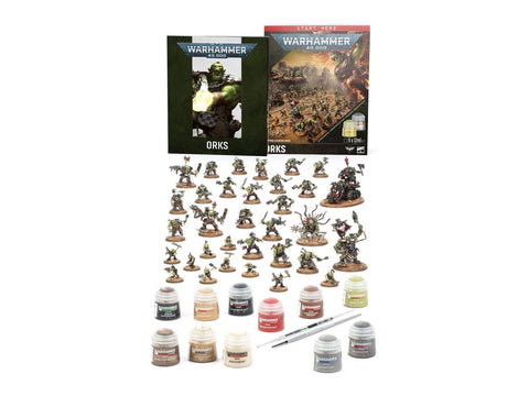 Warhammer 40,000 Orkų startinis rinkinys – miniatiūros, dažai, teptukas
