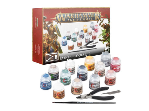 Warhammer Age of Sigmar dažų ir įrankių rinkinys (13 spalvų)