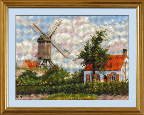 RIOLIS: Windmill at Knokke after C. Pissarro's Painting siuvinėjimo rinkinys iš RIOLIS Nr.: 1702 - HOBI.LT 🇱🇹