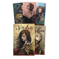 tarot kortos Witch Sister Julia Jeffrey, iliustruotas dėklas ir keli atversti kortų pavyzdžiai, parodyta priekinė dėžutė