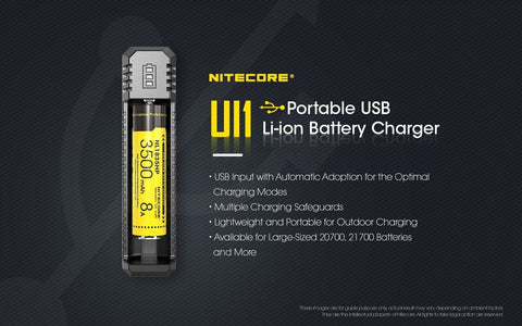 Nitecore UI1 išmanus nešiojamas USB Li-ion baterijų įkroviklis