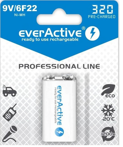 everActive Pro Line 9V įkraunama Ready To Use NiMH baterija