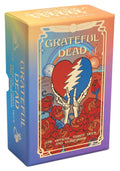 Grateful Dead tarot kortų rinkinys stilinga gradientinė dėžutė su priekinio dangtelio širdimi ir žaibu, apsupta raudonų rožių