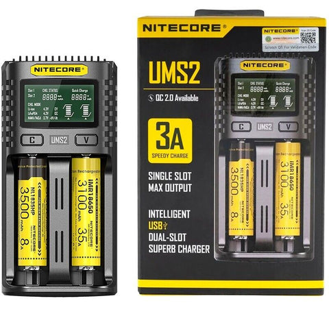 Nitecore UMS2 išmanus USB 2 lizdų greitas baterijų įkroviklis