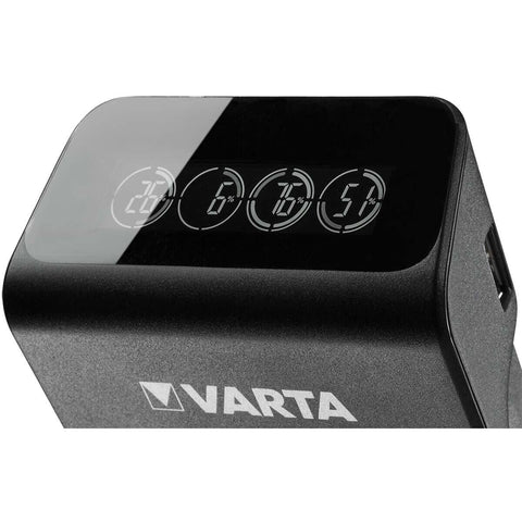 Varta LCD baterijų įkroviklis AA/AAA/9V su USB, 4x AA komplekte