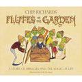 Knyga Flutes in the Garden (Chip Richards) kietais viršeliais, iliustruota žaliosiomis nykštukų šeima susirinkusi prie pintinės