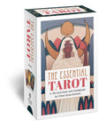 Tarot kortos The Essential Tarot, baltas dėklas su spalvota aukštosios kunigės iliustracija ir 78 kortų komplekto priekis