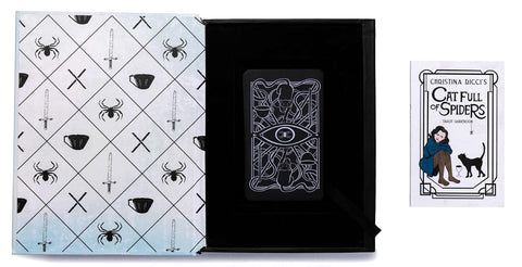 tarot kortos Christina Ricci, juodos baltos nugarėlės komplektas su dovanų dėžučiu ir priediniu giduku