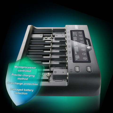 everActive UC-800 universalus baterijų įkroviklis Li-ion Ni-MH, LCD