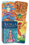 Jogos tarot kortos su mėlyna dėžute ir ryškiomis akvarelinėmis iliustracijomis, komplektas su keliomis atidengtomis kortomis