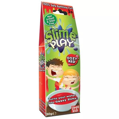 Slime Zimpli Kids 50 g, raudonas Oozy Red vonios priedas pakuotėje, kuris vandenyje virsta lipnia žele