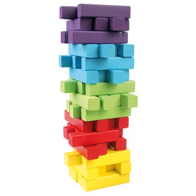 Bino medinis bokšto žaidimas – 60 spalvotų kaladėlių, 8×28×8 cm, CE