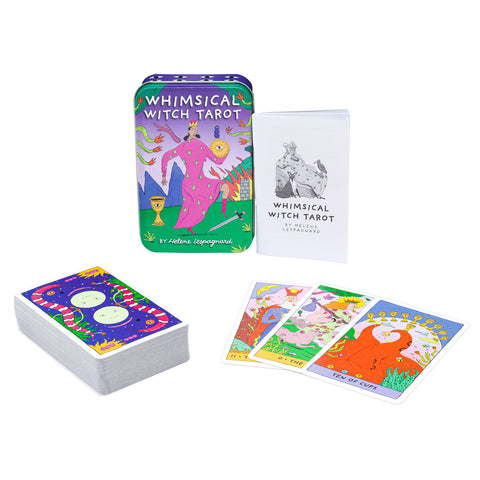 Whimsical Witch Tarot kortos vaikams ir suaugusiems metalinėje dėžutėje