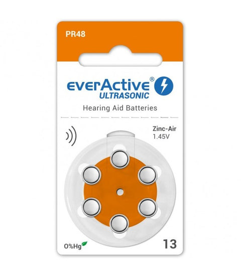 Everactive Ultrasonic 13 PR48 klausos aparatų baterijos, 60 vnt.