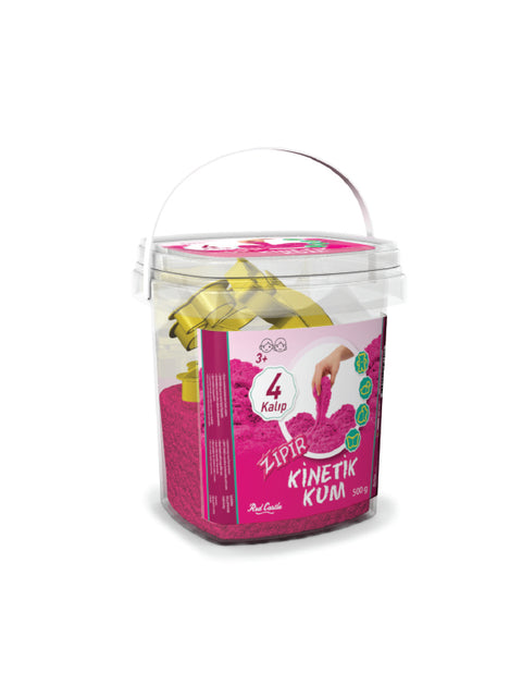 Red Castle kinetinis smėlis rožinis 500 g su 4 formelėmis